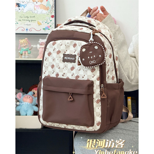 日系ins可爱学院书包女初高中生百搭休闲双肩包高颜值大容量背包 - 图0