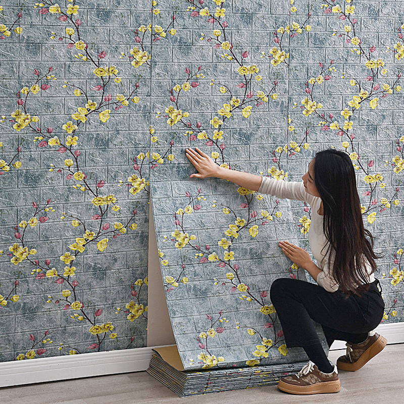 墙纸自粘防水防潮3d立体墙贴出租房间改造墙面装饰贴纸卧室壁纸,淘宝优惠券,粉丝福利购,淘宝优惠卷