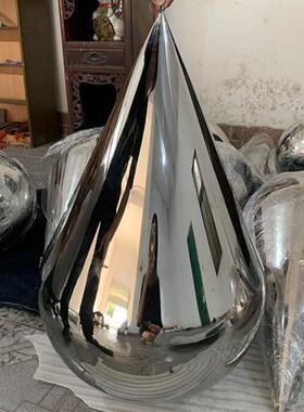 不锈钢水滴雕塑造型轻奢摆件酒店大堂室内吊顶悬挂镜面金属装饰品