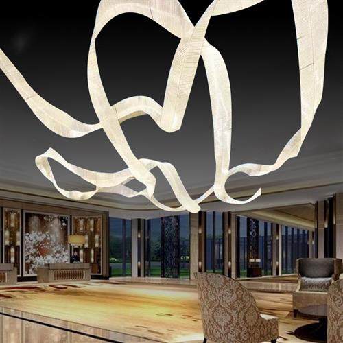 酒店大堂过道吊线灯纯手工编织灯KTV菠萝珠水晶灯宴会大厅飘带灯,淘宝优惠券,粉丝福利购,淘宝优惠卷