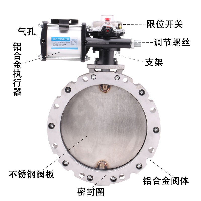 气动水泥专用铝合金粉体粉尘蝶阀 DN100 150 200250 300 不锈钢板 - 图0