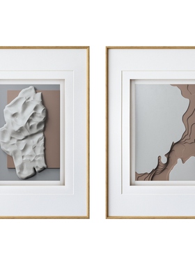 等高线 新中式抽象玄关柜装饰画艺术原木风餐厅壁画卡纸客厅网红