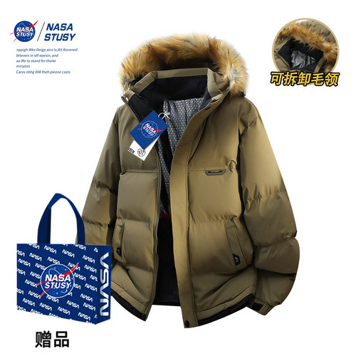NASA STUSY美式2025冬季男款棉衣加厚保暖棉袄派克服羽绒棉服外套 - 图0