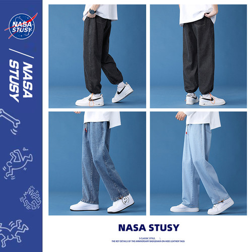 NASA STUSY美式高街2026新款春秋装宽松直筒牛仔裤男款休闲长裤子 - 图2