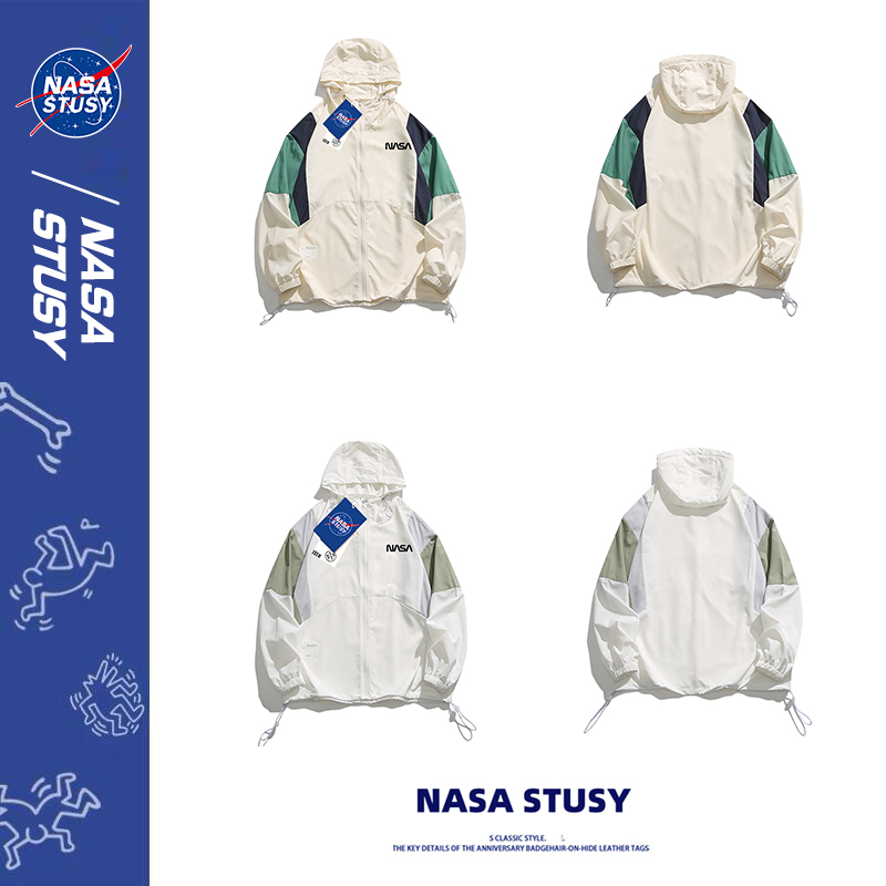 NASA官方UPF50+拼接防晒衣男夏季冰丝透气防紫外线外套情侣皮肤衣 - 图1