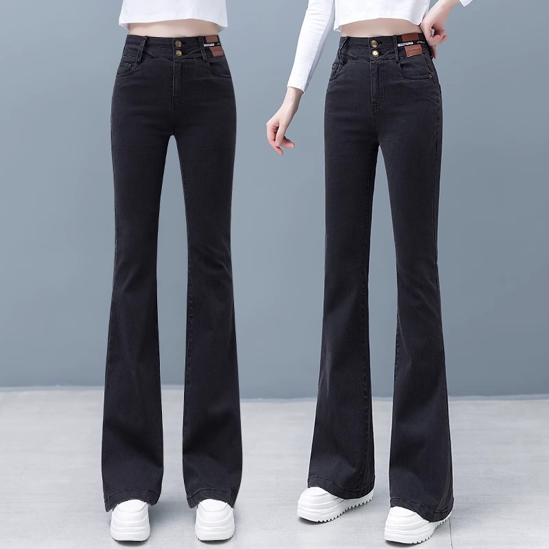 微喇牛仔裤女2024年新款高个子高腰显瘦喇叭修身长裤子咖色马蹄裤