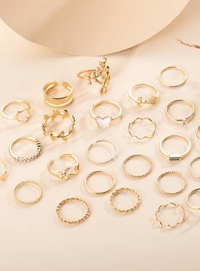 hot sale combination ring golden butterfly set rings套装戒指