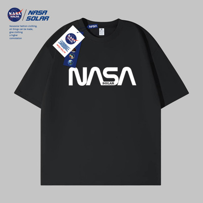 NASA联名小熊后背宽可爱卡通街头简约T恤上衣男女同款情侣短袖M2