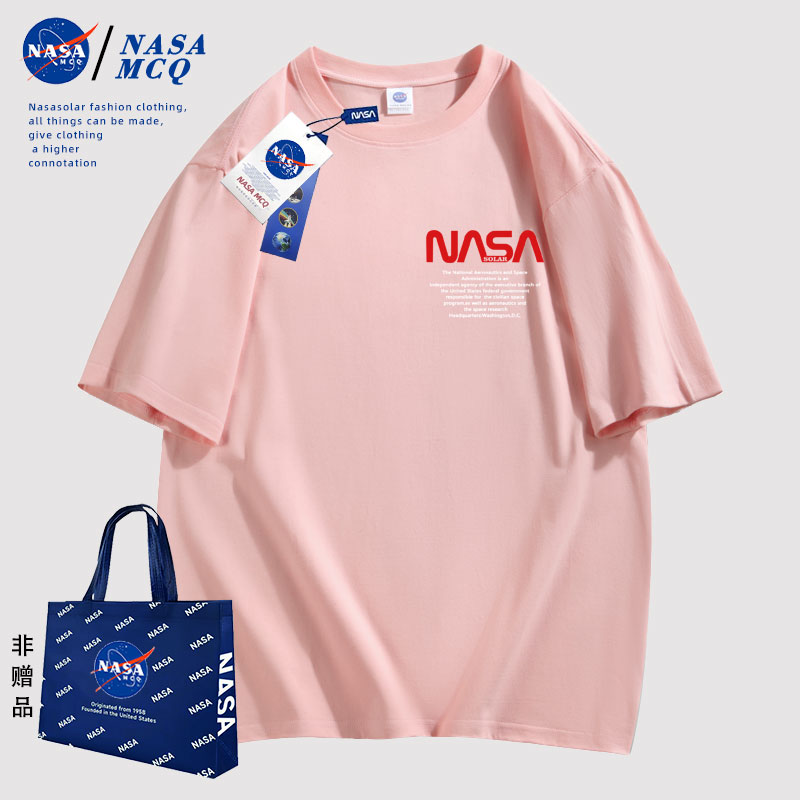 NASA 联名2024新款百搭字母印花运动时尚百搭纯棉情侣同款T恤DW - 图3