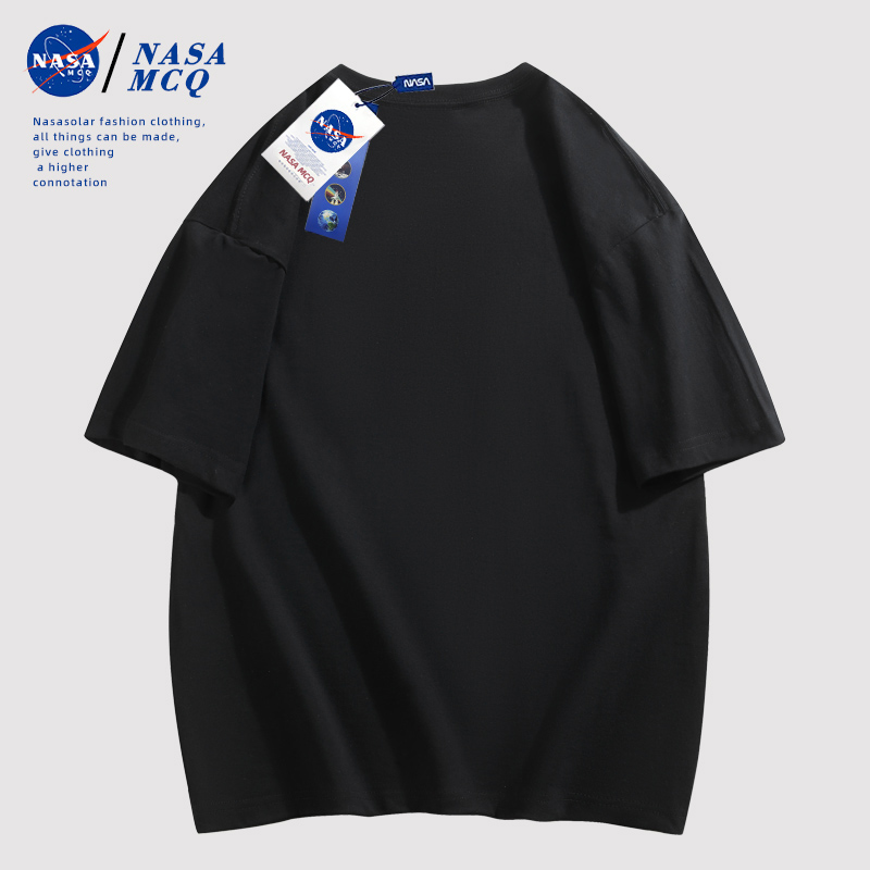 NASA MCQ联名2024夏季时尚百搭男士纯棉T恤户外情侣同款短袖FY