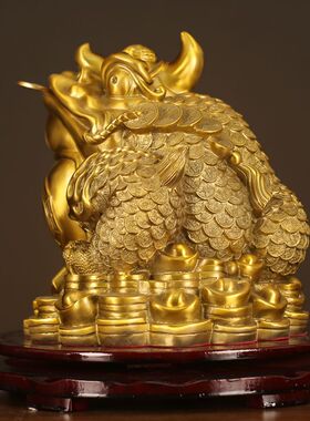 金蟾摆件高档次客厅金蟾黄铜镇宅摆件大金蝉特大号刘海摆台