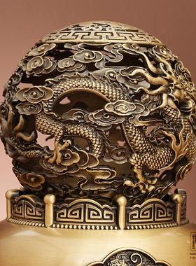 时来运转九转乾坤鼎全铜摆件