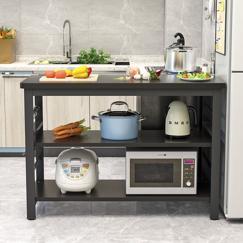 Kitchen chopping table microwave oven shelf storage counter-图0