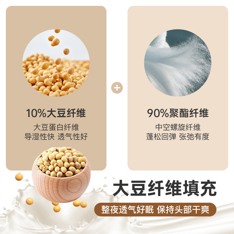 洁丽雅A类大豆纤维枕头护颈椎 助睡眠酒店专用高枕芯家用一对整头