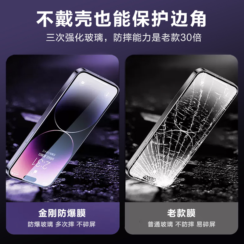 泛猫苹果15盔甲膜14promax钢化膜适用iPhone14手机膜13pro防窥膜15plus无孔12pro保护膜XSmax全屏11pro防摔XR - 图0