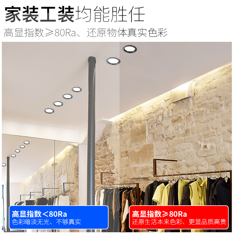 led筒灯嵌入式2.5寸5W9W15W20W客厅吊顶天花灯孔灯服装店铺商用 - 图1