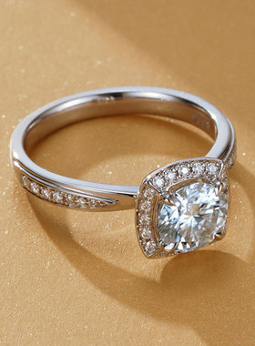 金功良匠方与圆莫桑石钻戒S925银