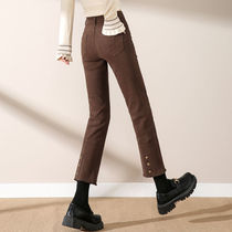 Dark Curry Pants Children Spring Smoke Tubes Pants Women 80% Small Substraight Drum Pants Rear Open Fork 90% High Waisted Jeans