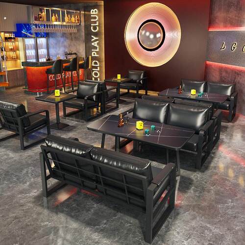 工业风酒吧桌椅清吧音乐餐吧卡座沙发烧烤店咖啡厅小酒馆商用沙发 - 图2