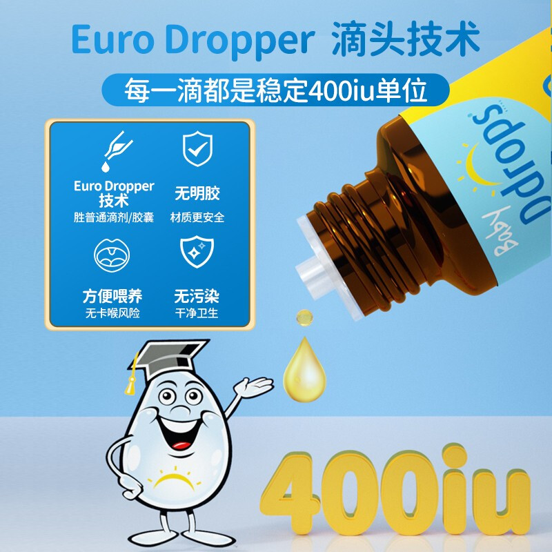 美国ddrops维生素婴儿童d3滴剂1岁以上幼儿宝宝vd3补钙剂维d 600 - 图2