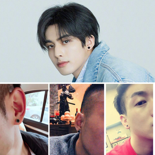 长城纹耳夹男2023年新款潮单只潮流磁铁男款无耳洞耳环女耳钉男 - 图1