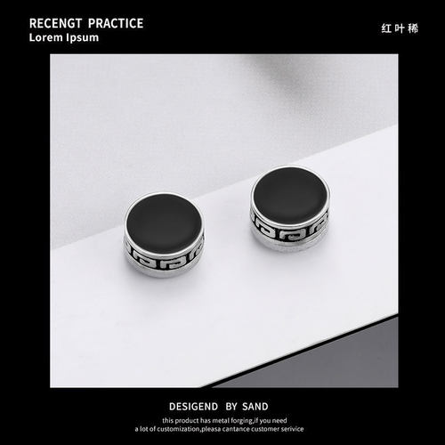 长城纹耳夹男2023年新款潮单只潮流磁铁男款无耳洞耳环女耳钉男 - 图0