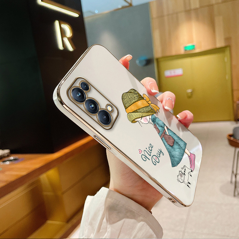 opporeno5pro手机壳reno5女新款reno5proplus保护套网红潮牌reno5pro+小红书卡通软硅胶简约电镀镜头全包防摔 - 图2