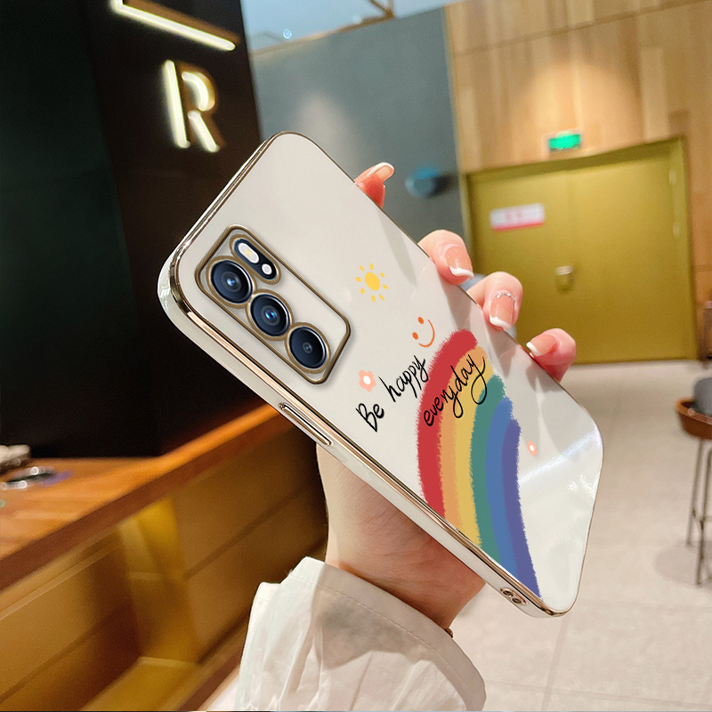 彩虹opporeno6pro手机壳reno6女新款reno6pro+镜头全包防摔CPH1921保护套Ren06简约时尚电镀硅胶软壳潮牌网红 - 图2