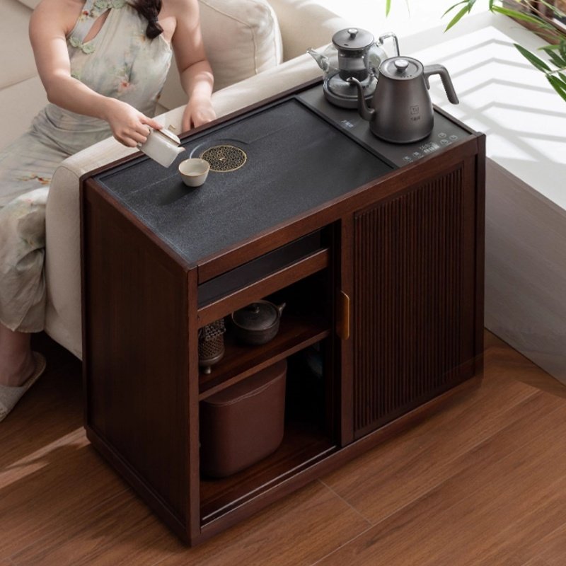 黑胡桃木移动茶水柜烧水壶一体边几置物架家用实木茶桌沙发侧边柜,淘宝优惠券,粉丝福利购,淘宝优惠卷