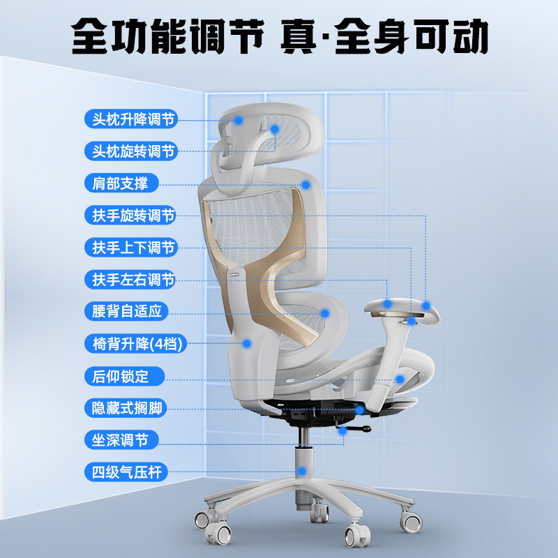 恒林孤勇者人体工学椅电脑椅电竞椅转椅高端网椅舒适久坐不累椅子 - 图3