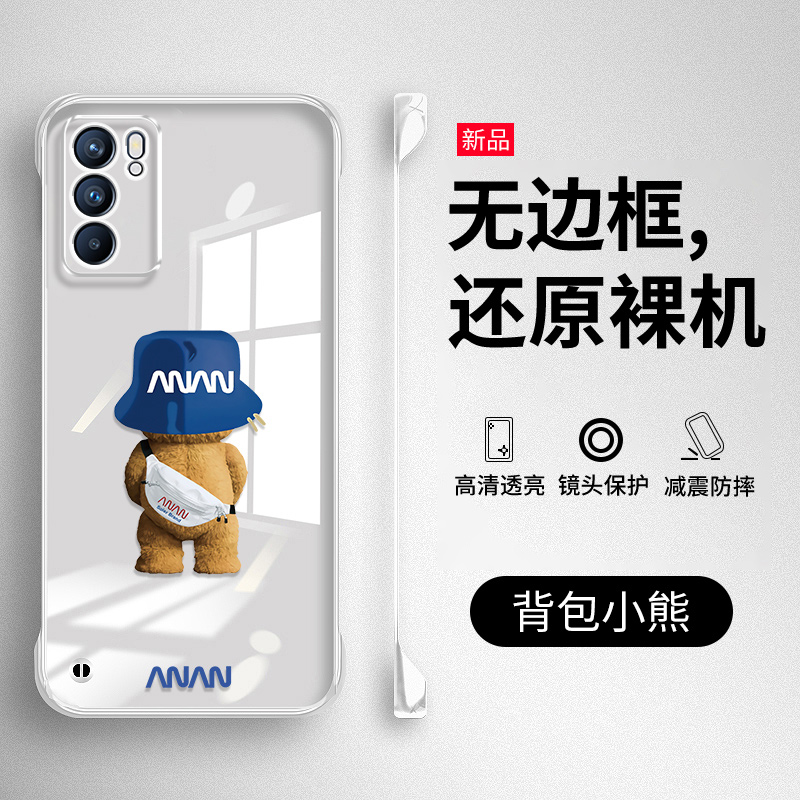 opporeno6手机壳reno6pro保护套无边框reon6pro+透明硬壳remo全包镜头防摔reno6+超薄外壳oppo创意男0pp0女潮 - 图1