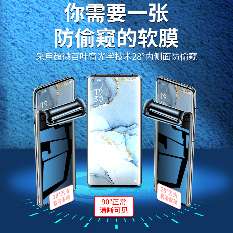 适用opporeno3pro手机膜reno3防窥膜全屏覆盖reno3元气版钢化水凝膜防偷窥PCRM00全包边曲面软膜opop防摔保护 - 图0