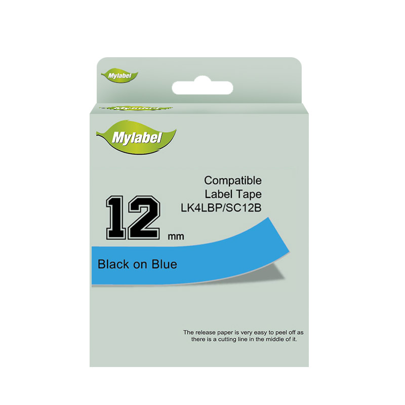 扬帆耐立 LK4LBP/SC12B 标签色带 蓝底黑字 12mm*8m适用于爱普生LW-K400/600P 锦宫SR230C/230CH/530C/550C - 图0