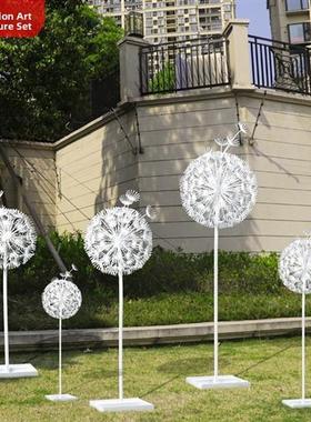 户外不锈钢蒲公英雕塑固定灯房地产销售部园林景观素描装饰摆件