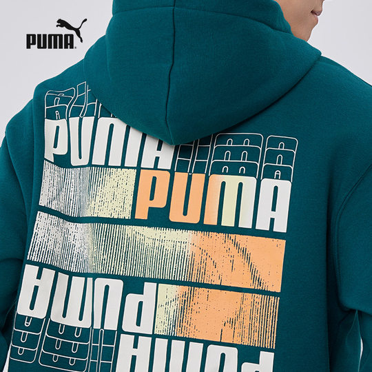 休闲运动卫衣男女加绒刺绣连帽套头衫 631729彪马puma官方奥莱