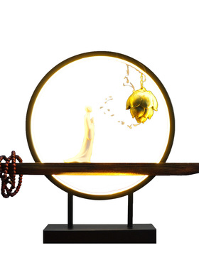 禅意陶瓷莲花香薰炉檀香盘香新古典香炉家用 LED灯圈倒流香炉摆件