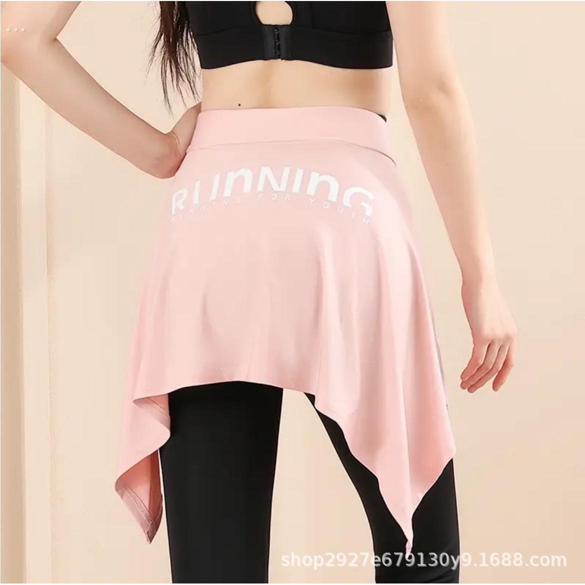 运动瑜伽屁帘一片裙不规则防走光裹帘绑带短半身裙披肩两用遮臀巾 - 图2