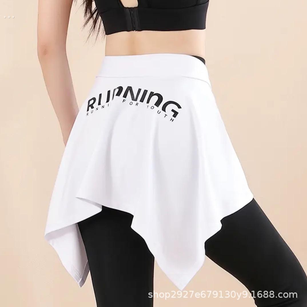 运动瑜伽屁帘一片裙不规则防走光裹帘绑带短半身裙披肩两用遮臀巾 - 图0