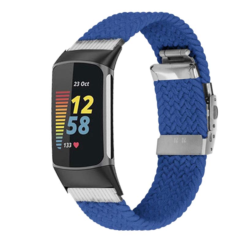 着诺数码 适用Fitbit charge6/5智能手环弹力尼龙编织表带charge3/4运动透气手环替换腕带彩虹金属个性手表链 - 图1