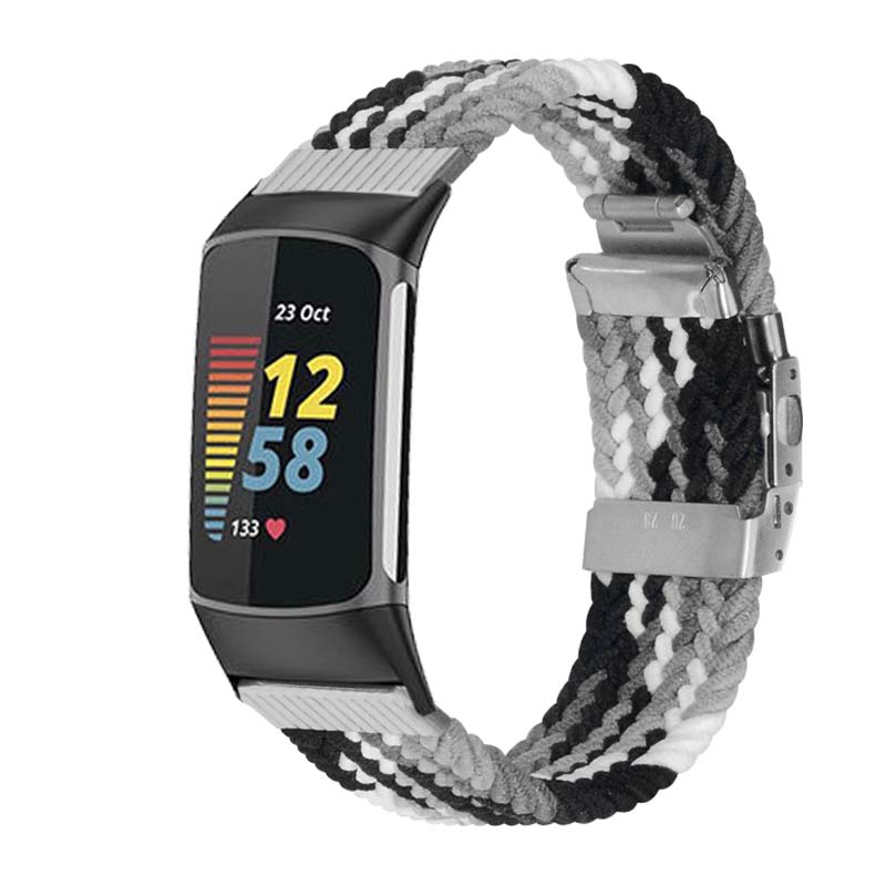 着诺数码 适用Fitbit charge6/5智能手环弹力尼龙编织表带charge3/4运动透气手环替换腕带彩虹金属个性手表链 - 图2