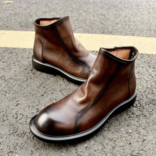 Korean counter European station genuine leather fashionable men's boots autumn and winter Korean version new Martin boots retro British style short boots
