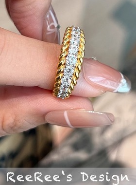 925纯银镀金5A微镶锆石戒指满钻