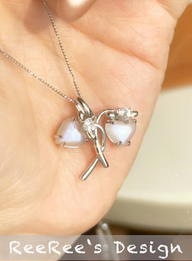 Veri薇芮 双生花月光石吊坠 s925银镀金 精致气质高级感小众女