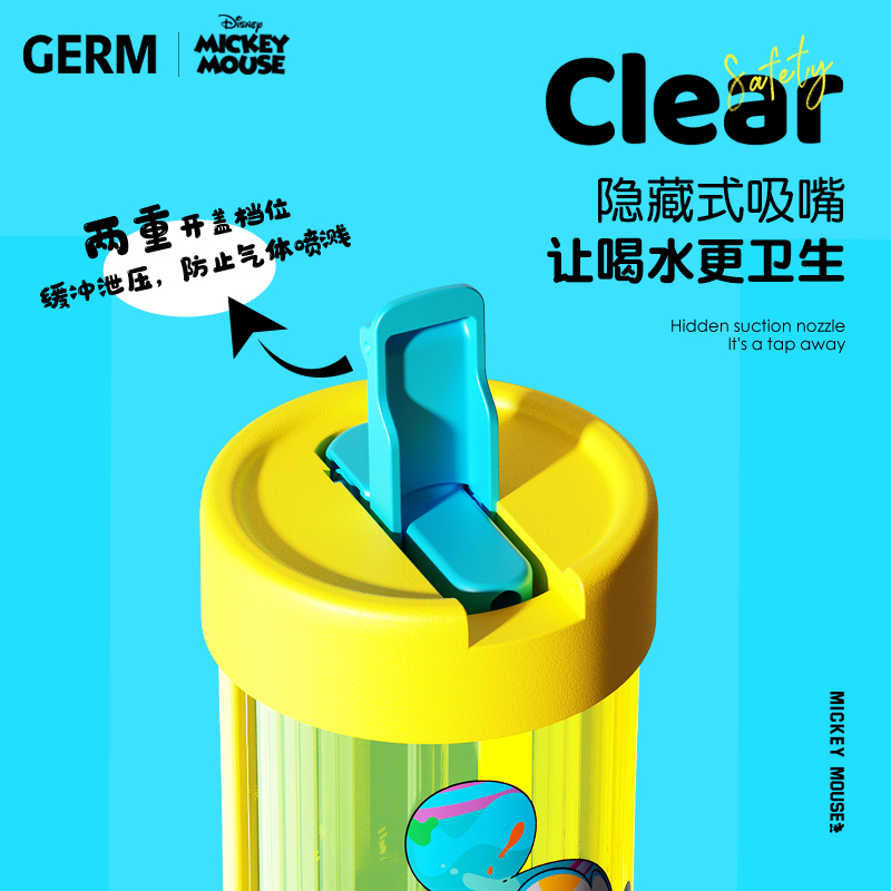 GERM迪士尼水杯可爱少女夏季高颜值吸管杯大容量随手吸管杯子女