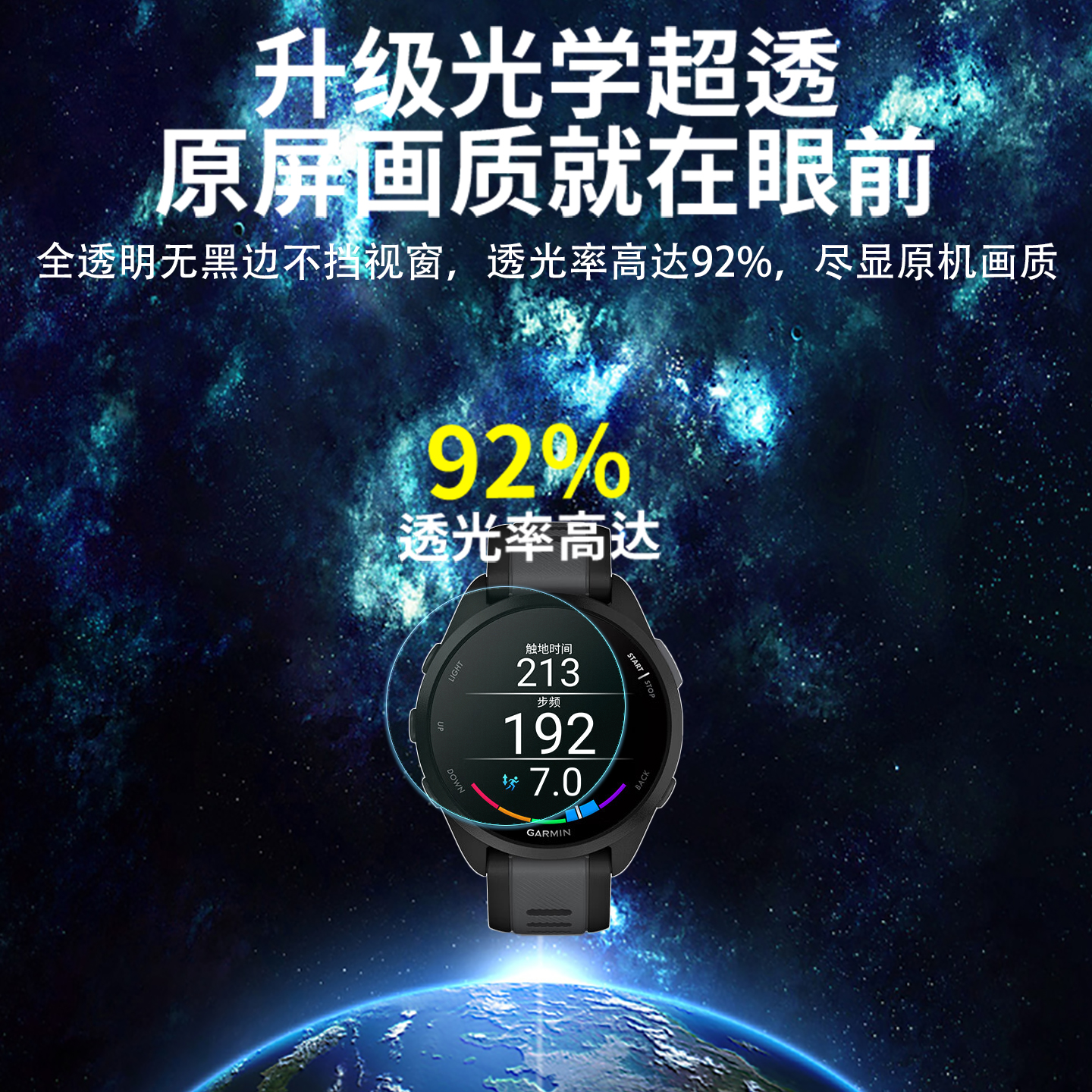 适用GARMIN佳明Forerunner165音乐版手表钢化膜255S音乐版保护膜Descent G2高清防爆防刮防反光AR软膜水凝膜 - 图1