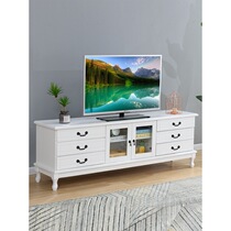 Solid wood TV cabinet tea table combination small family type modern minimalist home ground cupboard bedroom living room TV cabinet