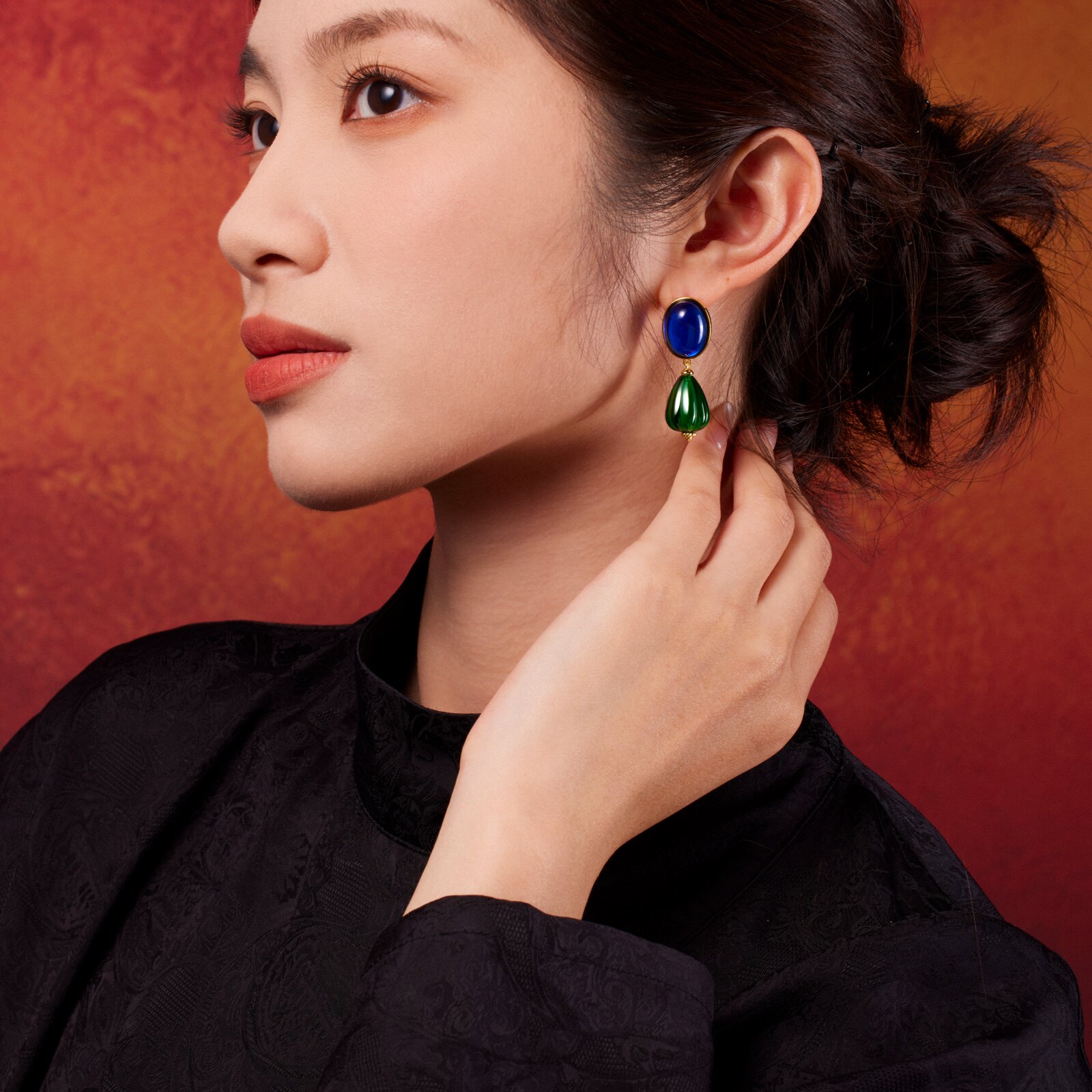 吾往深圳博物馆联名莫卧儿宫廷繁花星海微澜纯银耳环耳夹女友送礼