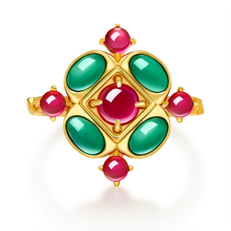 吾往流光戒指原创开口深圳博物馆联名文创科威特繁花