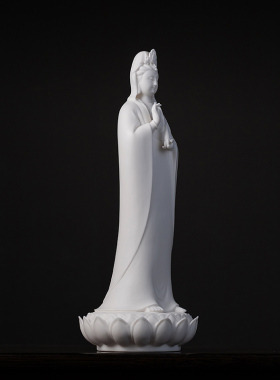 陶瓷摆件立莲座观世音菩萨像佛