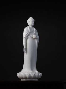 陶瓷摆件立莲座阿弥陀佛家用